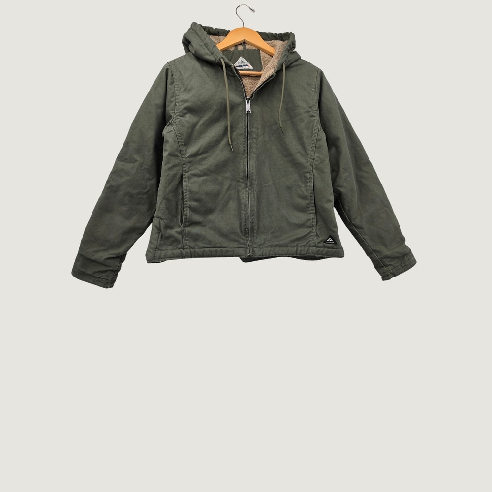 Ridgecut Toughwear Womens Small Sherpa Lined Canvas Work Jacket Olive Green